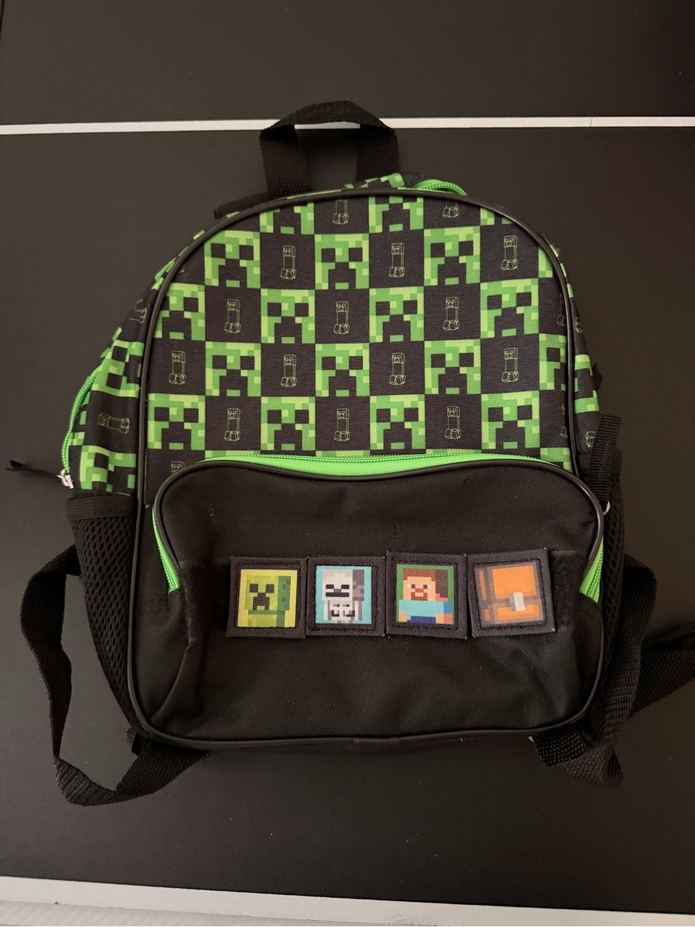 Minecraft Character Kids Backpack - Black & Bright Green